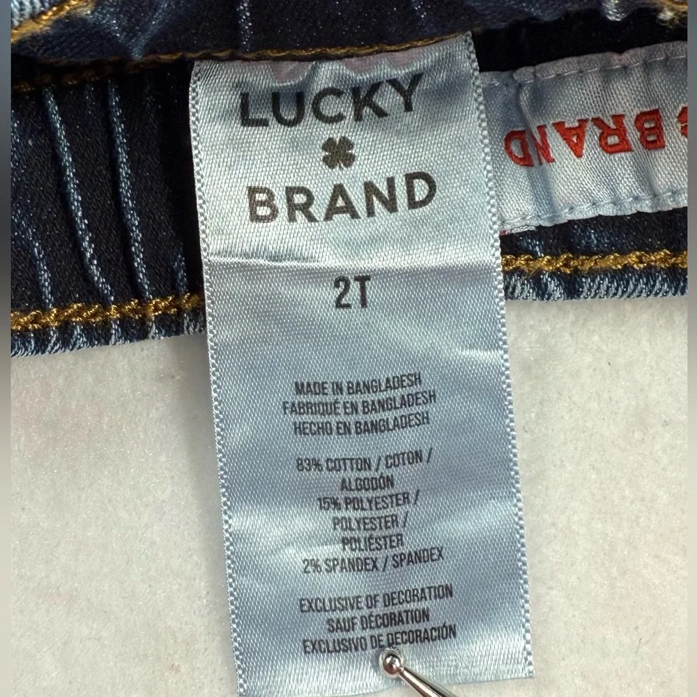 LUCKY BRAND Toddler Boys Pull On Denim Shorts 2T Elastic Waist Soft Stretch Jean